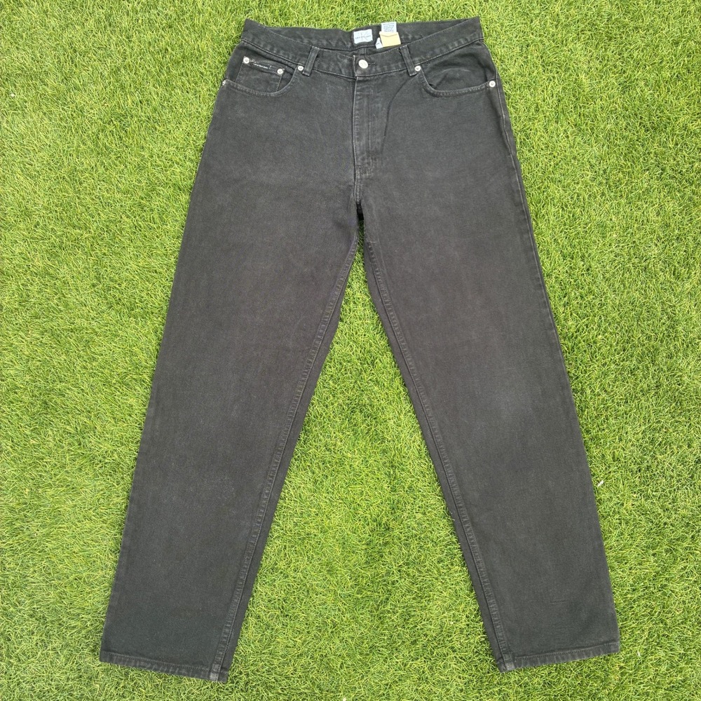 Calvin Klein Jeans Mens 33x31 Relaxed Fit Straight Leg Black Denim Pants Classic
